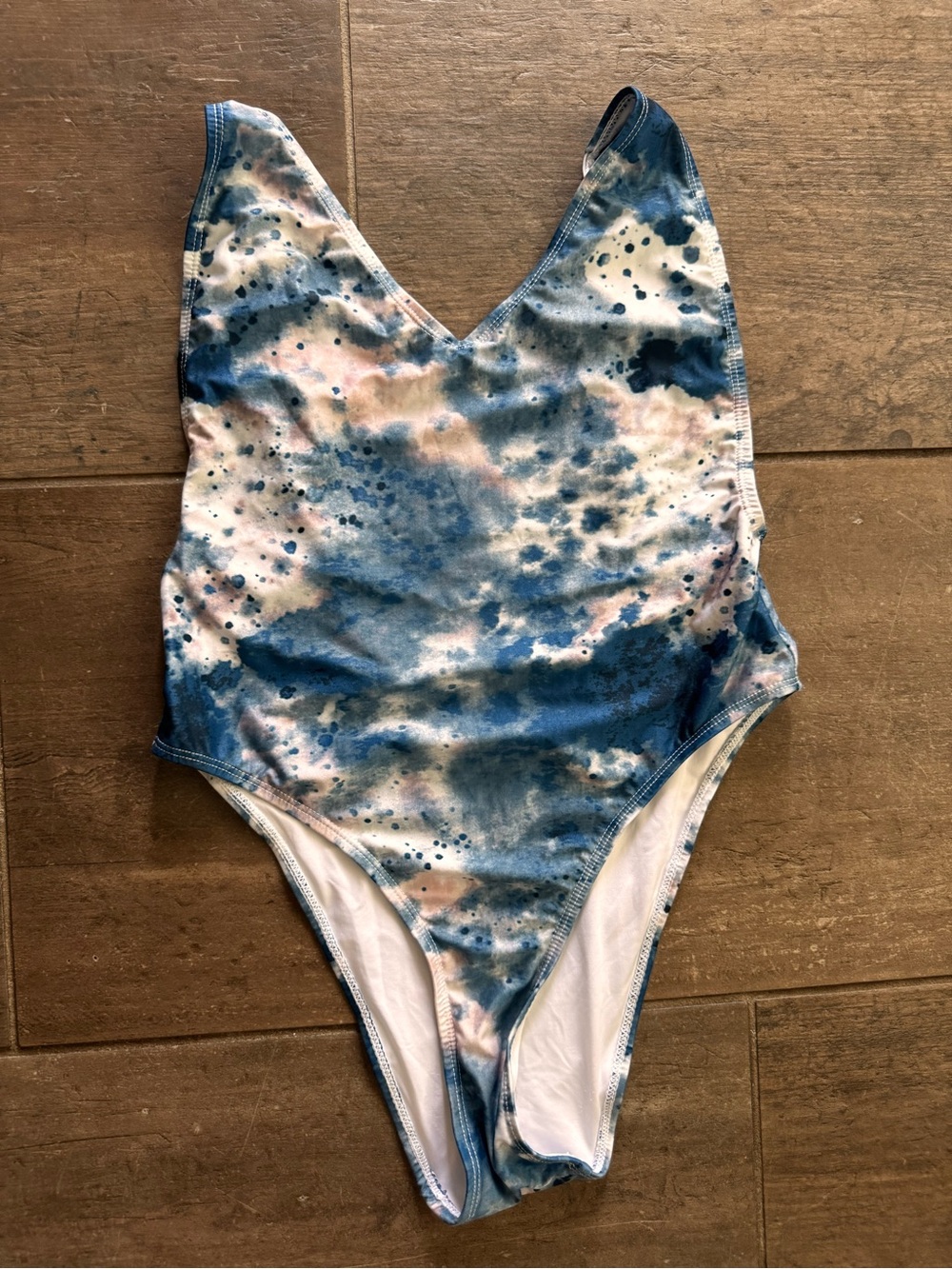 Nasty Gal Tie-Dye Blue and Pink One-Piece Swimsuit, US 6/EU 38/UK 10